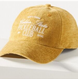 Anthropologie Pickleball Baseball Hat Yellow Corduroy